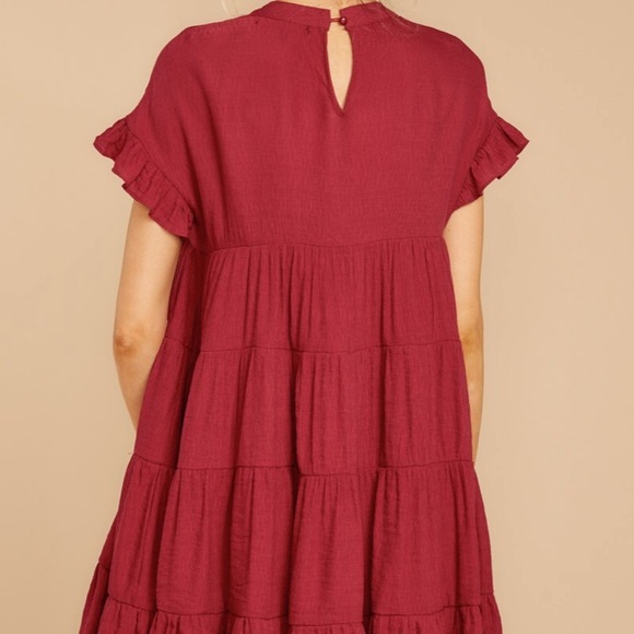 SOLD Burgundy shift dress - Picture 3 of 4